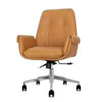 Cadeira de Escritório Diretor Prestige Caramelo Assento Espuma laminada D28 e Tecido PU Base Giratória Aço Cromado