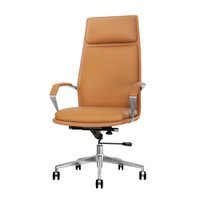 Cadeira de Escritório Home Office Presidente Orion Caramelo Encosto e Assento Espuma laminada D28 Base Giratória Cromada