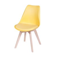 Cadeira em PP OR-1108 Almofadada em Poliuretano Base Madeira OR Design - Amarelo