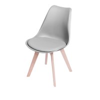 Cadeira em PP OR-1108 Almofadada em Poliuretano Base Madeira OR Design - Cinza