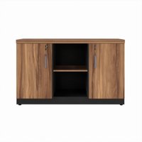 Armário Baixo Office Credenza Web Office - Nogal/Preto