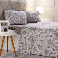 Jogo de Cama Casal 4 Pçs Malha Premium 145g/m² 100% Algodão 138x188x30cm Talavera