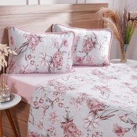 Jogo de Cama Queen 4 Pçs Malha Premium 145g/m² 100% Algodão 158x198x35cm Florescer