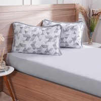 Jogo de Cama King 3 Pçs Malha Premium 145g/m² 100% Algodão 193x203x40cm Geometria