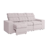Sofá 3 Lugares Retrátil e Reclinável Baden Linho Cru 230 cm
