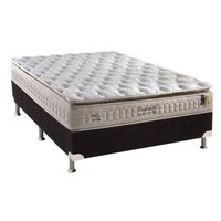 Cama Box Casal: Colchão Molas Ensacadas Anjos MasterPocket Confortable + Base CRC Suede Black(138x188)