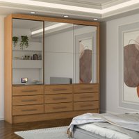 Guarda-Roupa Casal Taylor Premium 3 Portas 9 Gavetas com Espelho Cinamomo - Panorama Móveis