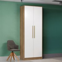 Guarda-Roupa Solteiro N535 2 Portas 2 Gavetas Nogueira/Branco - Kappesberg