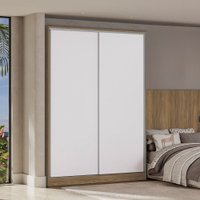 Guarda-Roupa Solteiro N537 2 Portas 2 Gavetas Nogueira/Branco - Kappesberg
