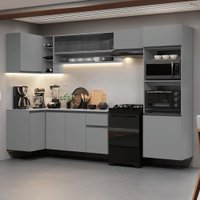 Armário de Cozinha Completa de Canto Suspenso 385cm Cinza Nice Madesa 02