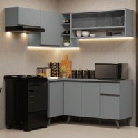 Armário de Cozinha Completa de Canto 325cm Cinza Nice Madesa 04