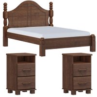 Cama Casal Classica 02 Mesas de Cabeceira Madeira Maciça Cafe Milani Store