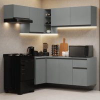 Armário de Cozinha Completa de Canto Suspenso 325cm Cinza Nice Madesa 05