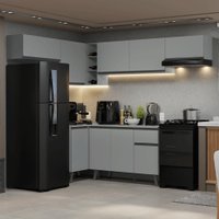 Armário de Cozinha Completa de Canto 405cm Cinza Nice Madesa 02