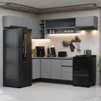 Armário de Cozinha Completa de Canto Suspenso 405cm Cinza Nice Madesa 04