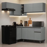 Armário de Cozinha Completa de Canto 325cm Cinza Nice Madesa 06