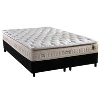 Cama Box Queen: Colchão Molas MasterPocket Ensacadas Anjos   Confortable + Base CRC Suede Preto(158x198)