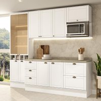 Armário de Cozinha Completa c Balcão Milla Muse Carraro Branco