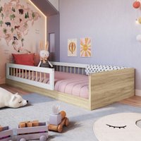 Cama Montessoriana Solteiro Affetto Aveiro Oak/Branco - Completa Móveis Cama Montessoriana Solteiro Affetto Aveiro Oak/Branco - Completa Móveis