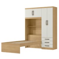 Guarda Roupa Com Cama 4P 3G LIS RG023 Castanho Off White MXM