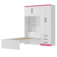 Guarda Roupa Com Cama 4P 3G LIS RG023 Branco Rosa Flex MXM