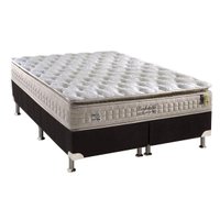 Cama Box Queen: Colchão Molas MasterPocket Ensacadas Anjos Confortable + Base CRC Suede Black(158x198)