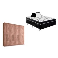 Cama Box Conjugada Casal Union Ortobom + Guarda Roupa Master Vip 8.4 Atacama