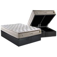 Cama Box Baú Queen: Colchão Molas Anjos MasterPocket Ensacadas Confortable + Base CRC Suede Gray(158x198)