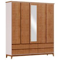 Guarda Roupa 5P 6G Espelho MDF 200 cm 2814 Off White Freijo Milani Store