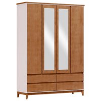 Guarda Roupa 4P 4G Espelho MDF 160 cm 2813 Off White Freijo Milani Store