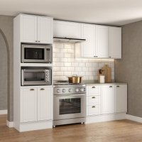 Armário de Cozinha Completa c Balcão Milla Charm Carraro Branco