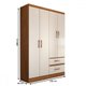 Guarda-Roupa Solteiro São Francisco 4 Portas 2 Gavetas Off White/Nogueira - Panorama Móveis