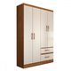 Guarda-Roupa Solteiro São Francisco 4 Portas 2 Gavetas Off White/Nogueira - Panorama Móveis