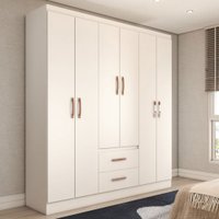 Guarda-Roupa Casal Panamá 6 Portas 2 Gavetas Branco - Panorama Móveis