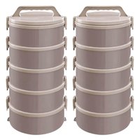 Kit 2 Marmitas Térmicas 5 Pratos Térmicos Empilháveis 1,8L Cappuccino Simonaggio