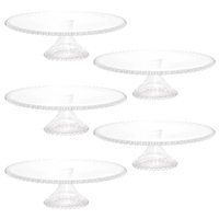 5 Boleiras com Pé Prato Porta Bolo 31cm Cristal Pearl Bolos Doces e Tortas Wolff