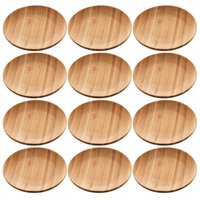 Kit 12 Pratos de Bambu Redondos 11cm Sobremesas Petiscos Lyor Mesa Posta Eventos