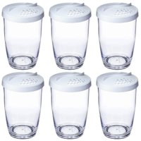 Kit 6 Porta Queijo Farinha Temperos 350ml Farinheiro Branco Ou Buffet Restaurante Plástico com Tampa