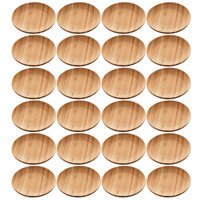24 Pratos de Bambu 11x1,5cm Servir Bares Casa de Eventos Petiscos Sobremesas Verona Lyor