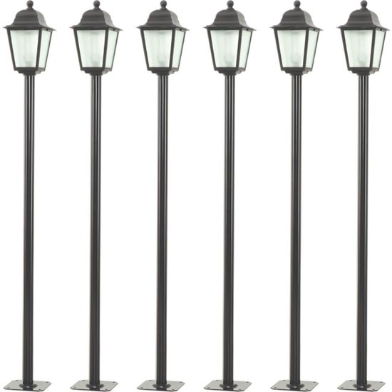 Kit 6 Postes Coloniais 1,95m Luminárias de Chão Jardim Pretas Área Externa Dital Soberana