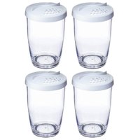Kit 4 Queijeiras Farinheiras Plásticas com Tampa 350ml Brancas Ou Restaurante Buffet