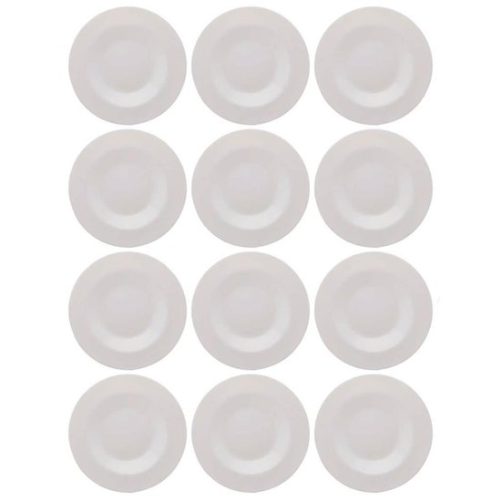12 Pratos para Massa Risoto 28cm Vidro Opalino Branco Restaurante Hotel Bar Lyor Friends Time