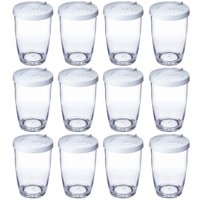 Kit 12 Farinheiras Porta Farofa Queijeira Temperos 350ml Branco Ou Plástico com Tampa