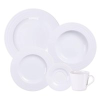 Aparelho de Jantar Porcelana Branca Tramontina Vibrare 20 Peças Pratos Xícaras Pires