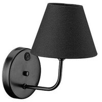 Arandela de Parede Preta com Interruptor Cúpula Tecido Bivolt Quarto Lavabo Luminária