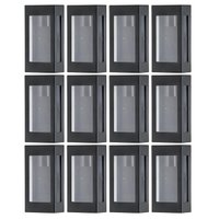 Kit 12 Luminárias de Parede Arandelas Externas Prime Pretas Bivolt Jardim Fachada Muro Dital
