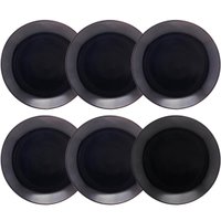 Conjunto 6 Pratos de Vidro Opalino para Sobremesa 19cm Preto Servir Doces Lanches Tortas