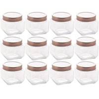 12 Porta Mantimentos Vidro Tampa Metal Rose Gold 800ml Lyor Gastro Potes para Balas Bombons