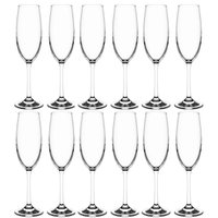 Kit 12 Taças de Champanhe 220ml Espumantes Cristal Copos Titânio Sense