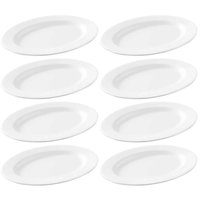 8 Bandejas para Servir Melamina Branca 20x14cm Buffet Travessa Saladas Petiscos Restaurante